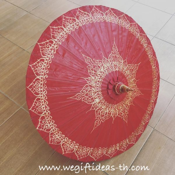 ร่มไทย เพ้นท์ลาย สีแดง - Image 2