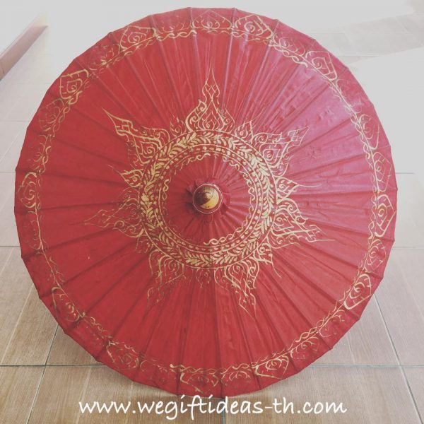 ร่มไทย เพ้นท์ลาย สีแดง - Image 3